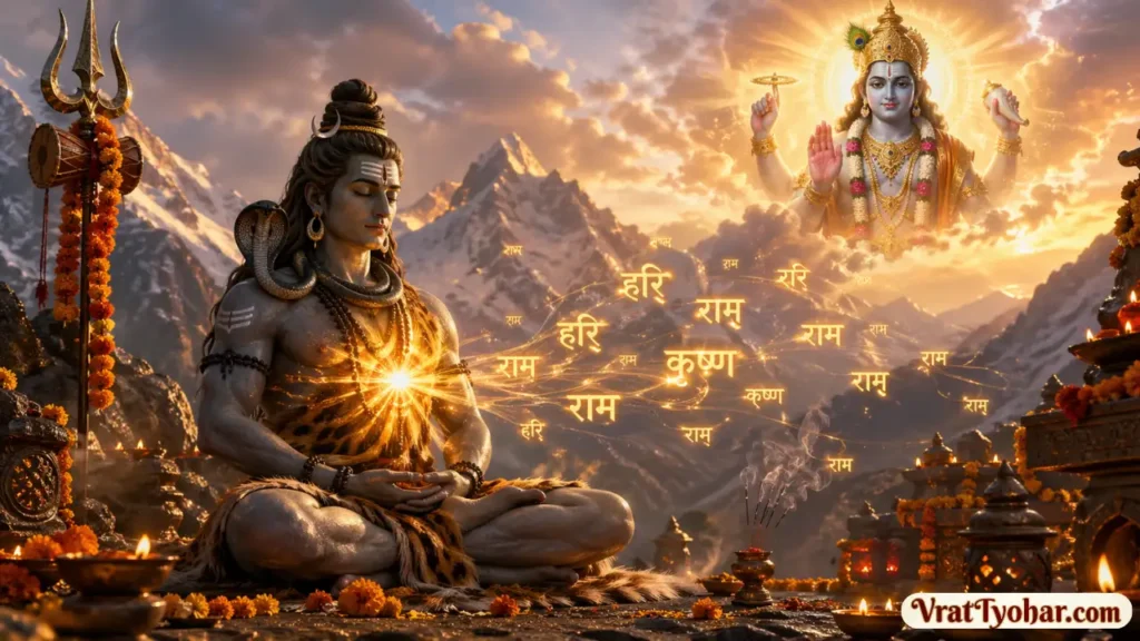 भगवान शंकर जी श्री हरी का नाम जप करते हुए