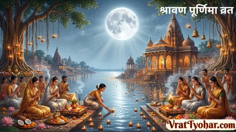 shravan Purnima Vrat puja aur jal arpan