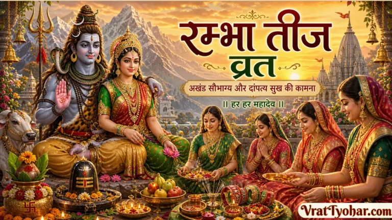 रंभा तीज व्रत 2026 पूजा करती हुई सुहागिन महिलाएं
