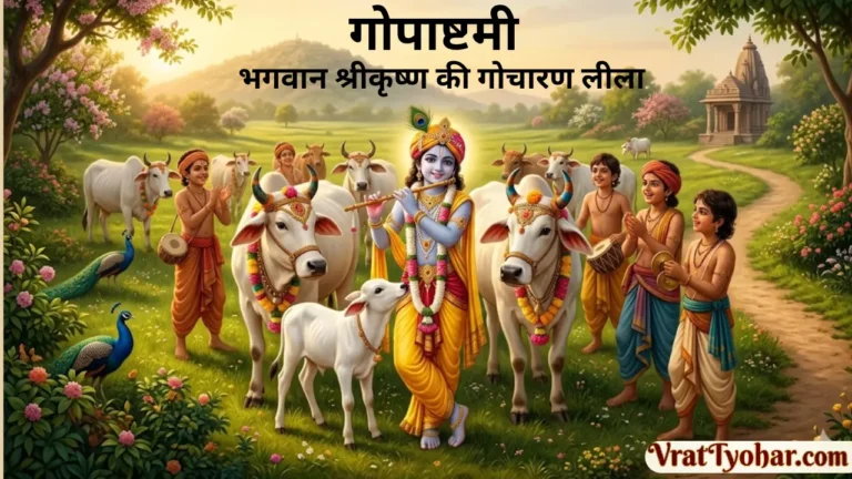 भगवान श्रीकृष्ण और गायों की गोचारण लीला का सुंदर चित्र