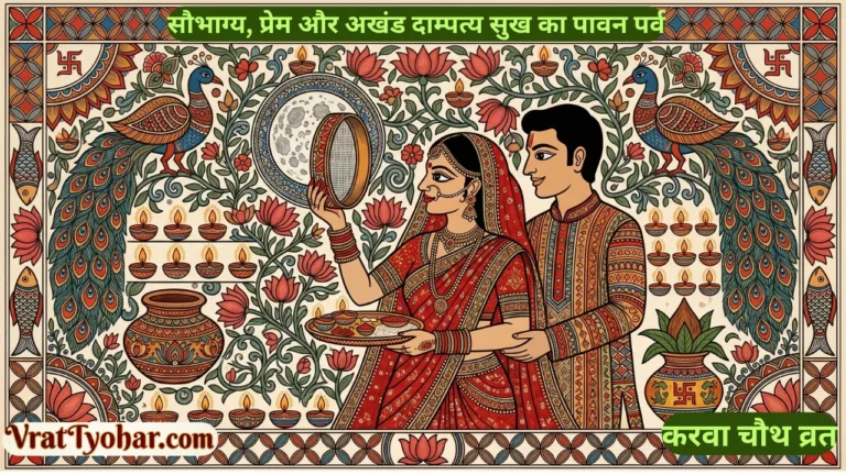 करवा चौथ पर छलनी से चंद्रमा को देखती हुई सुहागिन महिला