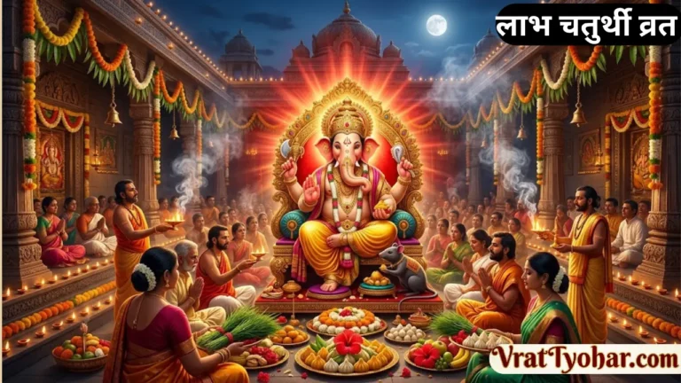 लाभ चतुर्थी पर श्री गणेश पूजा का दिव्य दृश्य