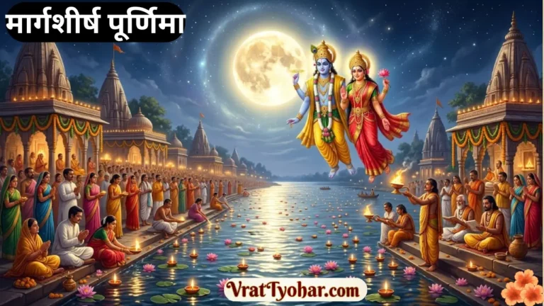 मार्गशीर्ष पूर्णिमा पर पूर्ण चंद्रमा की चांदनी में पवित्र नदी तट पर स्नान, भगवान विष्णु की पूजा, दीपदान