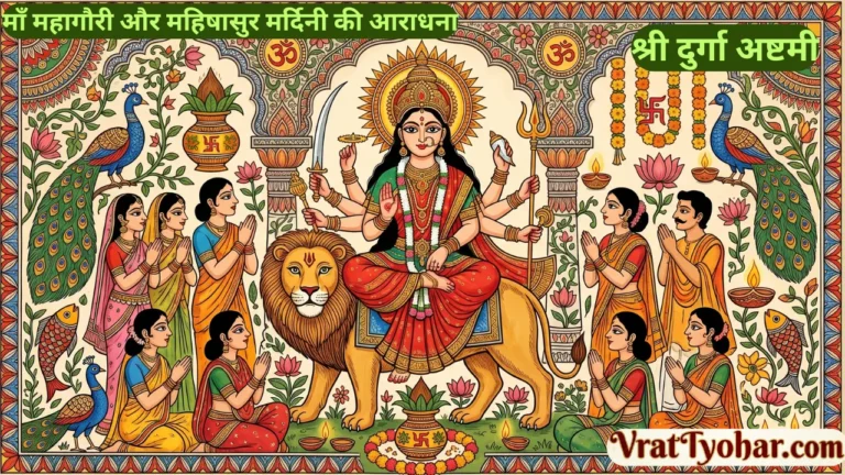 दुर्गा अष्टमी पर मां दुर्गा की पूजा और कन्या पूजन करते श्रद्धालु