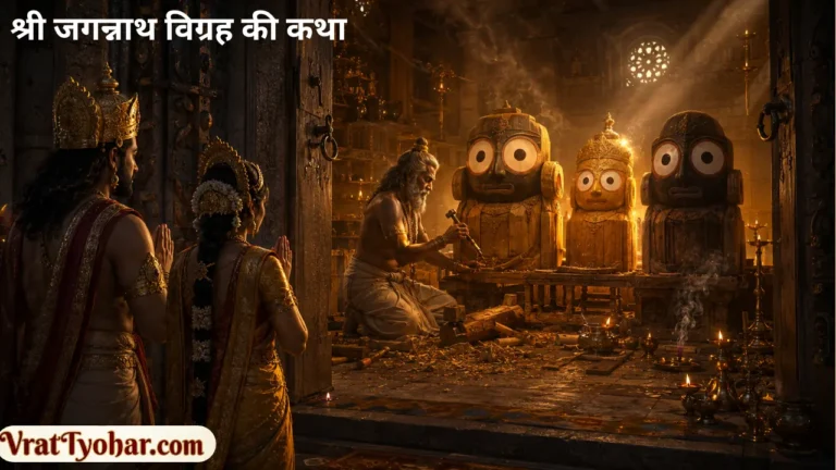 भगवान जगन्नाथ, बलभद्र और सुभद्रा के दिव्य विग्रह का निरम करते हुए देव शिल्पी विश्वकर्मा